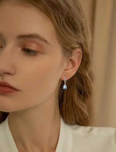 Vista 2 de JIWOY Women's Solitaire Earrings Sterling Silver Pear Shaped Brilliant Cut Birthstone Jewelry