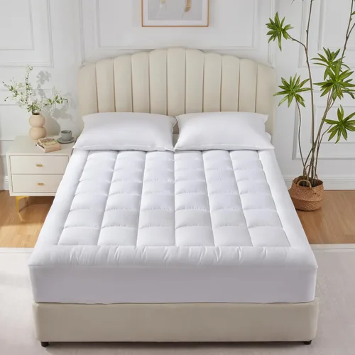 Vista 7 de CozyLux Protector de Colchón Tamaño Individual con Pillow Top de Algodón Refrescante, Cubrecolchón de 8-21" de Bolsillo Profundo, Funda de Colchón
