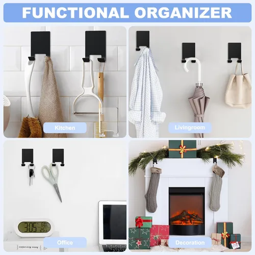 Vista 5 de VIS'V Soporte adhesivo para maquinilla de afeitar, ganchos de pared para él y ella, metal, impermeable, negro, 2