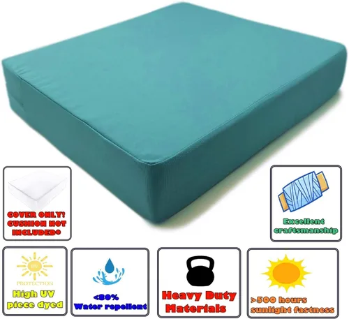 Vista 2 de CozyLounge Serenity - Fundas de cojín para sillas de patio (20 x 18 x 4 pulgadas (2 fundas) color verde azulado