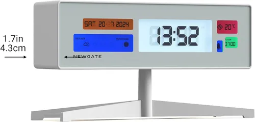 Vista 5 de NEWGATE Supergenius - Reloj despertador LCD moderno, reloj de noche, reloj de escritorio, reloj digital, despertador digital, accesorios