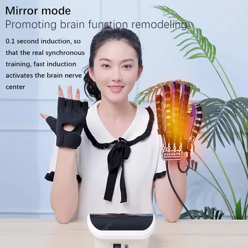 Vista 5 de Heated Rehabilitation Robot Gloves for Stroke Recovery, Hand Strength Exercise, 4 Training Modes, 9-Speed Adjustable Force, Rechargeable Massage