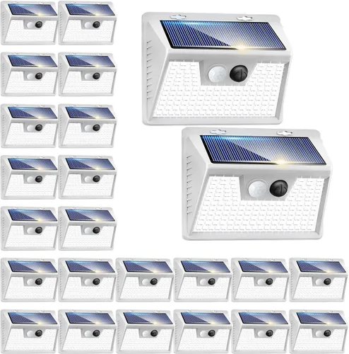 Vista 15 de Peasur Luces Solares para Exteriores con Sensor de Movimiento, 140 LED Luz Solar Alimentada por Energía Solar para Cerca Impermeable, 3 Modos