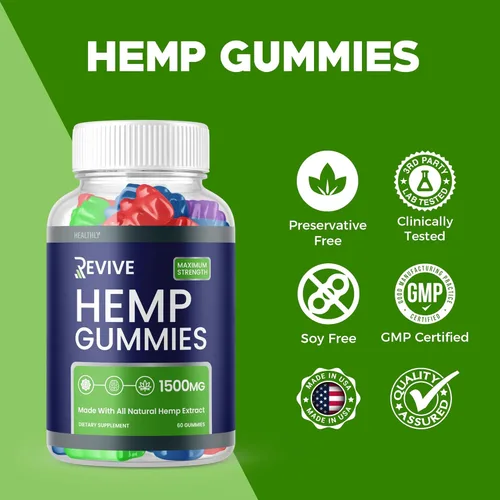 Vista 4 de Revive gomitas de cáñamo, Revive Gummies Advanced Strength Max Performance Blend - Fórmula oficial - Gomitas de gran tamaño 25 mg por gomita, 1500
