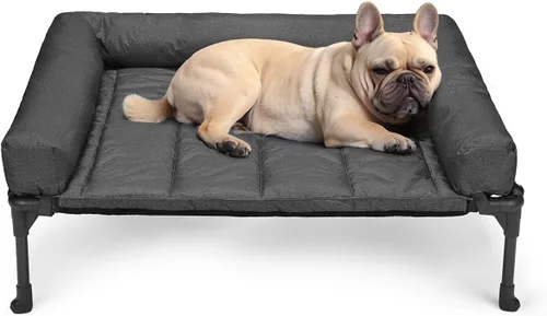 Vista 27 de Veehoo Cama elevada refrescante para perro que incluye cojín de refuerzo extraíble e impermeable, cuna elevada para mascotas con malla Teslin