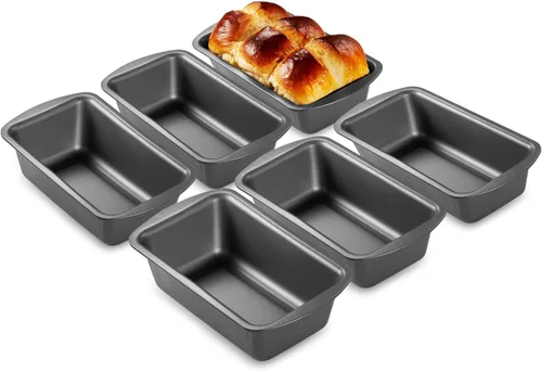 Vista 12 de HONGBAKE Mini molde para hornear pan, 6 x 3.3 x 2 pulgadas, antiadherentes, juego de 3, moldes pequeños para pan de carne de acero al carbono