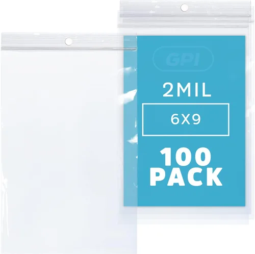 Vista 11 de GPI - 2 x 2 pulgadas - Paquete de 100 bolsas de plástico transparente con cierre de cremallera de 2 mil de grosor, agujero para colgar, bolsas