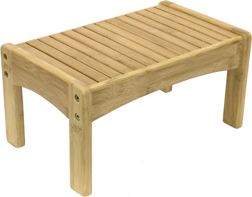 Sorbus Taburete pequeño de bambú – Taburete de madera con reposapiés y taburete de entrenamiento para ir al baño para niños pequeños
