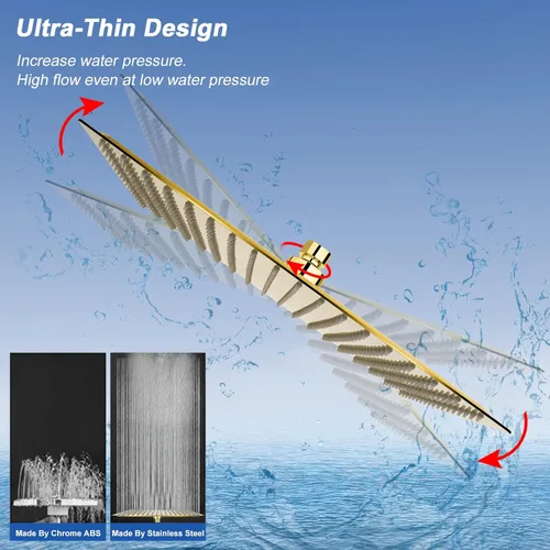 Vista 2 de NearMoon - Cabezal de ducha de lluvia cuadrado de acero inoxidable de alto flujo, cubierta de cascada, montaje en techo o pared