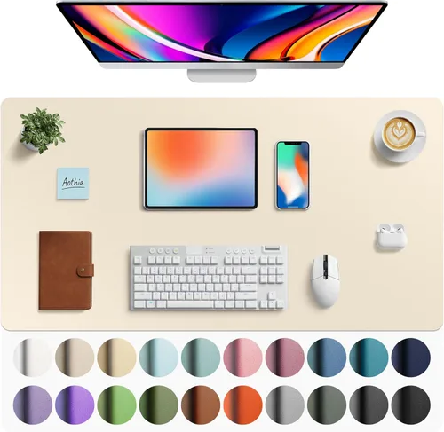 Vista 202 de Aothia Protector de Escritorio de Cuero, Alfombrilla para Ratón, Alfombrilla de Escritorio de Oficina, Secante de Escritorio de Cuero PU