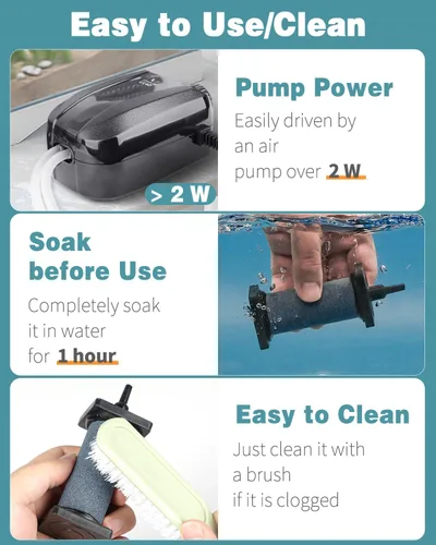 Vista 5 de Pawfly Piedra de aire de acuario para bomba de aire para tanque de peces de 3 pulgadas, herramienta cilíndrica de liberación de burbujas, difusor