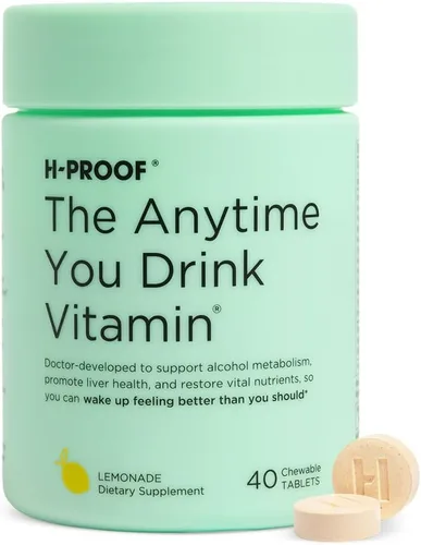 Vista 10 de H-PROOF The Anytime You Drink Vitamina, Salud Hepática e Inmunidad Apoyo con electrolitos, cardo mariano y vitaminas B y C – 40 tabletas masticables