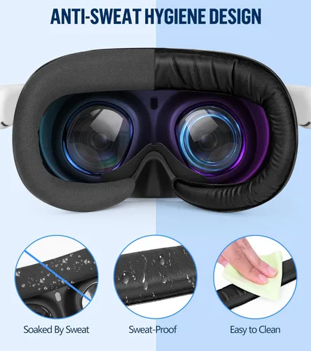 Vista 5 de YRXVW Facial Interface & Face Pad Cushion Compatible with OculusMeta Quest 3, Replacement PU Leather Foam Cushion Cover and Nose Guard Pad