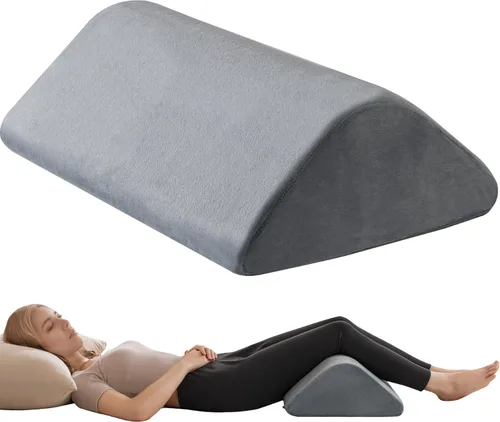 Vista 11 de Almohada de cuña de rodilla de 6.3 pulgadas para recuperación poscirugía, soporte de elevación de piernas para posición de sueño, alivia el dolor