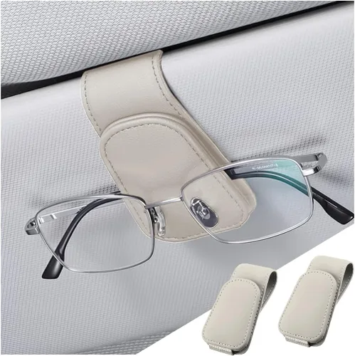 Vista 22 de zipelo Soporte para gafas de sol para visera de coche, colgante magnético de piel para gafas de vehículo, clip para montar gafas de sol en viseras
