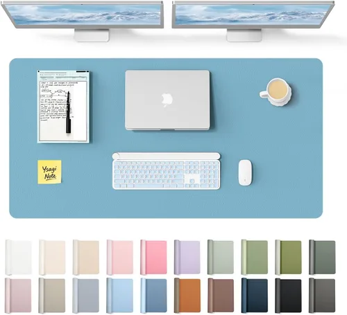 Vista 134 de YSAGi Protector de escritorio de cuero, tapete de oficina, alfombrilla grande para mouse, secante de cuero PU antideslizante, escritorio