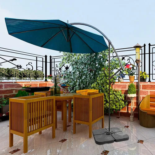 Vista 8 de Artpuch 4 bases cuadradas de sombrilla de plástico voladizo para patio, base de sombrilla rellena de agua/arena (176 libras, negro oscuro)