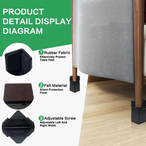 Vista 3 de 4 elevadores de muebles ajustables con abrazadera de tornillo, elevadores de escritorio resistentes para patas de escritorio, elevadores de cama