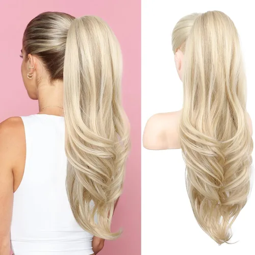 Vista 24 de SEIKEA Extensión versátil de cola de caballo con cordón, 18 pulgadas de largo, ondulado, con clip de varias capas, extensiones de cabello de cola