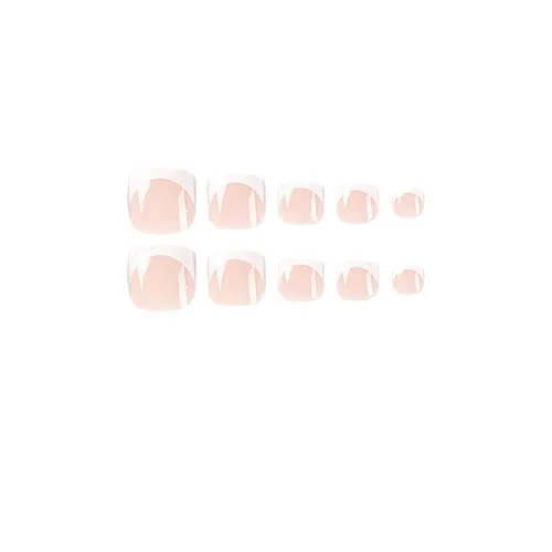 Vista 5 de TMLECE TM Uñas postizas a presión, cuadradas, cortas, cobertura completa, 24 unidades, con borde blanco francés, uñas postizas con pegamento y lima