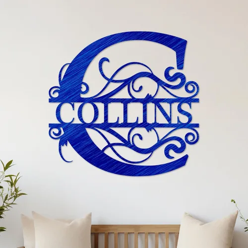 Vista 7 de Custom Metal Name Sign Metal Wall Art Split Letter Monogram Wall Decor Personalized Wedding Gift Outdoor Sign