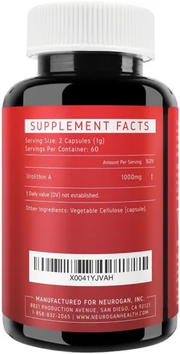 Vista 2 de Neurogan Urolitina A PRO Cápsulas – 1000 mg, 120 Ct – Salud celular avanzada, suplementos posbióticos – Suplemento de urolitina A ultra micronizada