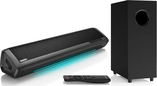 Saiyin - Barras de sonido para TV con subwoofer, 2.1 graves profundos, pequeña barra de sonido, monitor de altavoces, sistema de sonido envolvente