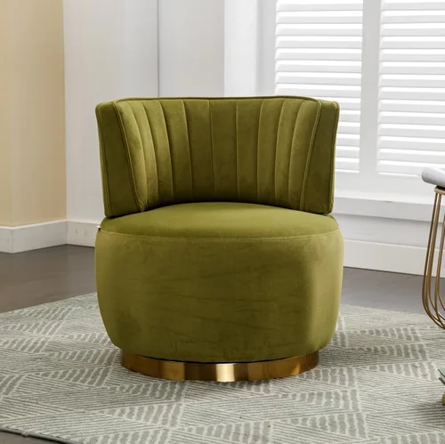 Vista 10 de Silla giratoria de terciopelo, sillón giratorio tapizado de 360 grados, moderno y cómodo sillón redondo para sala de estar pequeña, dormitorio