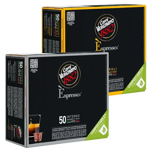 Vista 34 de Cápsulas compatibles para máquina de espresso línea original de tostado medio de Café Vergnano 1882, café espresso de arábica y robusta, café