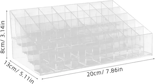 Vista 2 de Housoutil Multi-grid Lipstick Holder and Desktop Lipstick Rack 2pcs 40-slot Acrylic Makeup Organizer for Vanity and Cosmetic Storage at Home