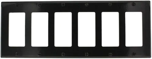 Vista 4 de Leviton 80436-W - Placa decorativa GFCI para pared, tamaño estándar, con 6 ventanas, termoestable, montaje para dispositivo, color blanco