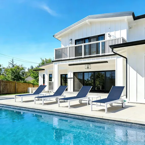 Vista 12 de PURPLE LEAF Juego de tumbonas para exteriores, sillón reclinable ajustable para tomar el sol con mesa auxiliar para playa, piscina, patio, tumbona