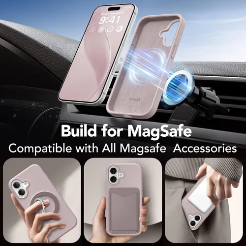 Vista 1585 de GONEZ Funda magnética para iPhone 14, compatible con Magsafe, con protector de pantalla + protector de cámara, forro de microfibra antiarañazos