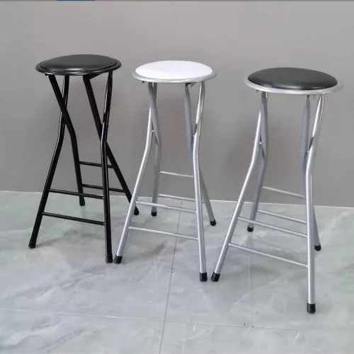 Vista 4 de Taburete de bar plegable, taburete alto portátil acolchado de 24/28 pulgadas, taburete de bar sin respaldo con capacidad de 225 libras para cocina