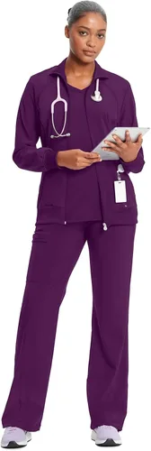 Vista 80 de Infinity by Cherokee 2391A - Chaquetas médicas con cremallera frontal para mujer, tela elástica en 4 direcciones