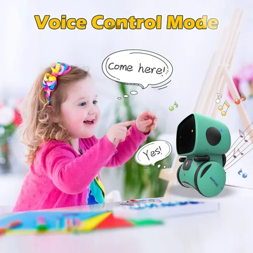 Vista 5 de KaeKid Robots para niños, robótico inteligente interactivo con sensor táctil, control de voz, reconocimiento de voz, canto, baile, repetición