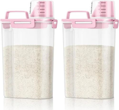 Vista 16 de TBMax Recipiente de almacenamiento de cereales para arroz, paquete de 2 unidades, 5 libras, soporte para almacenamiento de alimentos secos