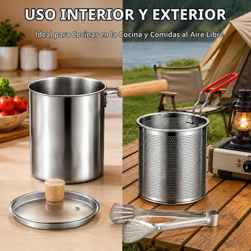 Vista 6 de Olla para freír profunda, olla freidora con canasta, juego de ollas de A2