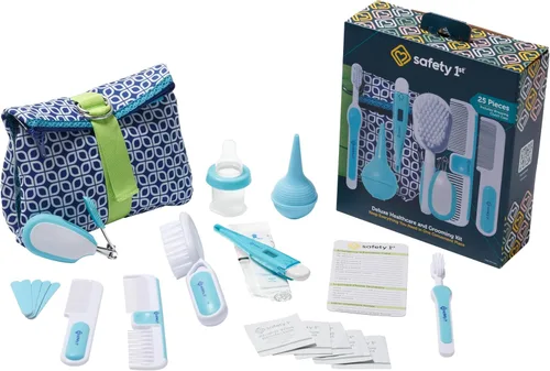 Kit de cuidado y aseo Deluxe Safety 1st para bebé, Azul Ártico, Esenciales para bebé recién nacido, Talla única, 25 piezas
