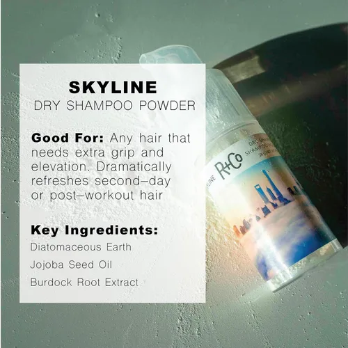 Vista 6 de R+Co Skyline - Champú seco en polvo, absorbente de aceite, sin residuos, para refrescar el cabello entre lavados, añade volumen y textura para todo