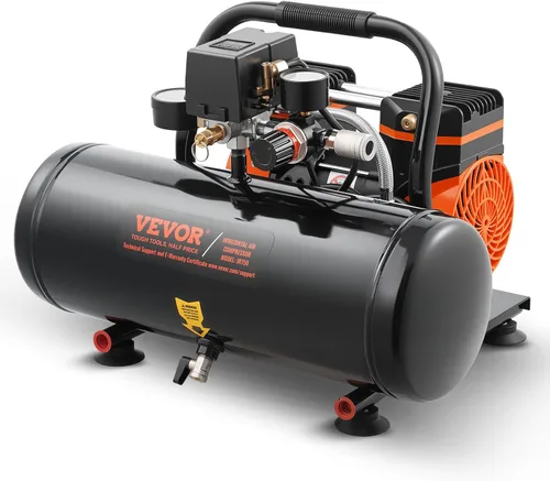 Vista 10 de VEVOR Compresor de aire, tanque de acero de 1 galón, compresor de aire libre de aceite de 1 HP 1.5 CFM a 90 PSI y presión máxima de 120 PSI