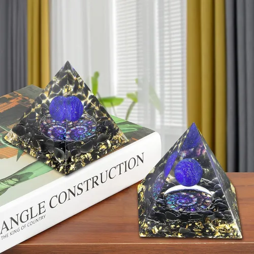 Vista 3 de Rockcloud Chakra Orgón Pirámide de Cristal Generador de Energía Blanacing Chakra para Yoga Reiki Meditaion, Lapislázuli