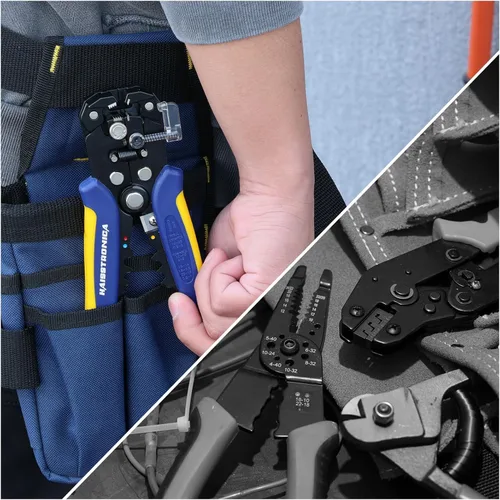 Vista 5 de haisstronica Pelacables autoajustable, pelacables 3 en 1, cortador/prensado, pelacables eléctricos automáticos de alta resistencia para 10-24 AWG