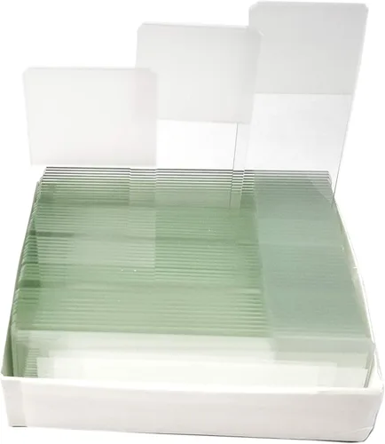 Vista 2 de MUHWA 50 portaobjetos de microscopio en blanco y 100 piezas de cubierta cuadrada de vidrio de 0.866 in x 0.866 in (7105 esmerilado)