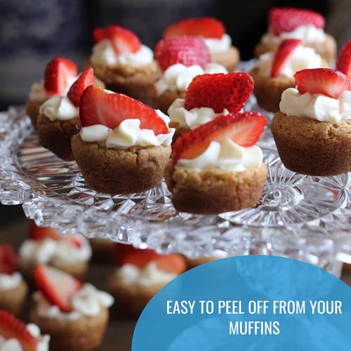 Vista 5 de Bolsas blancas para magdalenas, paquete de 300 unidades, envoltorios de papel para cupcakes de tamaño miniatura, se adapta perfectamente a cualquier