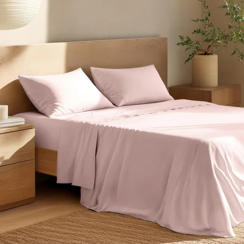 Vista 22 de Bare Home Juego de sábanas y fundas de almohada de 100 % algodón orgánico para cama individual, tejido percal vigoroso, ligero y transpirable