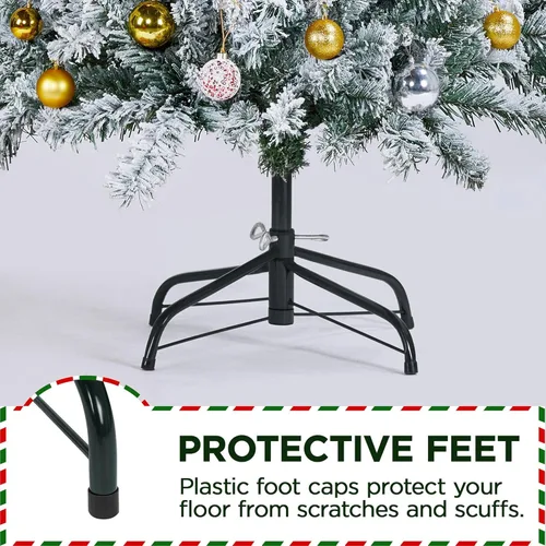 Vista 6 de Yaheetech Árbol de Navidad artificial de 6 pies con bisagras de esquina delgada con 814 puntas de ramas y soporte de metal, decoración navideña