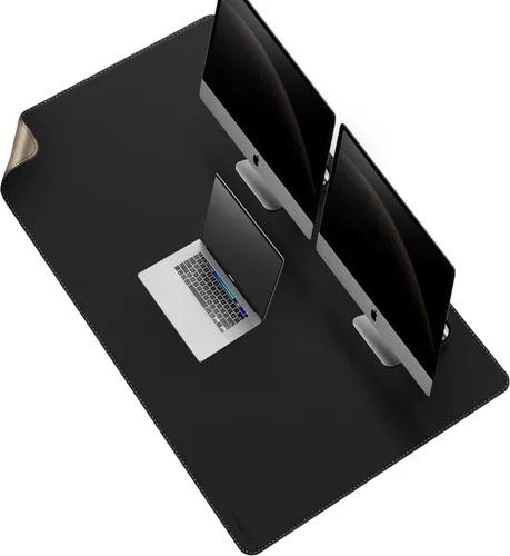 Vista 51 de MAIDERN Tapete de escritorio XXL de corcho y cuero, de 47.2 x 23.6 pulgadas, protector reversible para mouse de escritorio completo (negro)