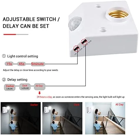 Vista 5 de Accesorios de iluminación 1 unid llevó la lámpara titular de la lámpara del sensor de movimiento infrarrojo PIR Control de sonido Base de la lámpara