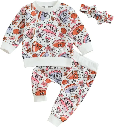 Vista 9 de TheFound Conjunto de 2 piezas de sudadera con cuello redondo y diseño de calabaza para Halloween, para Halloween y otoño e invierno